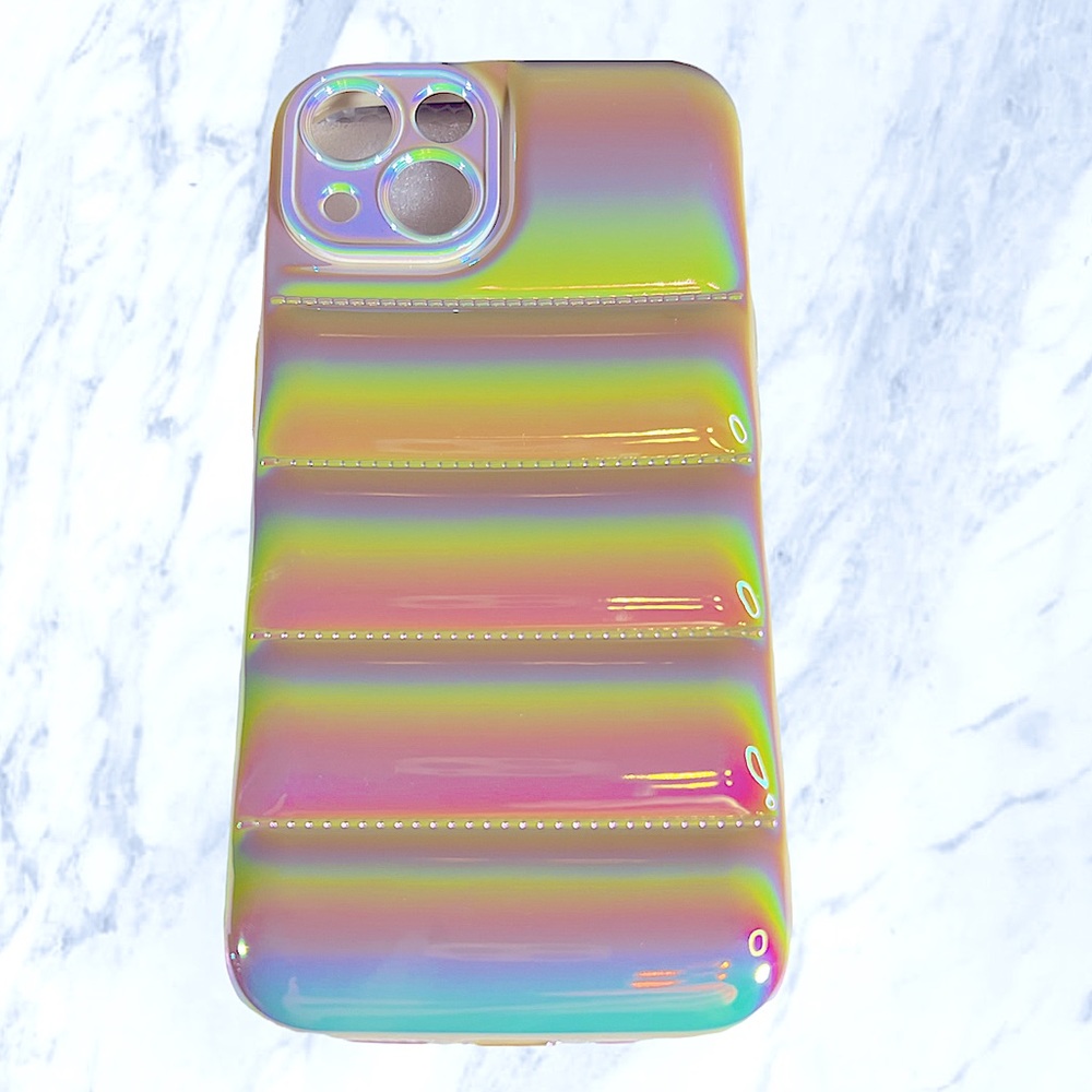 Ivory OFF White iPhone 13 Metallic Ombre Iridescent Pearlized BUBBLE PUFFER